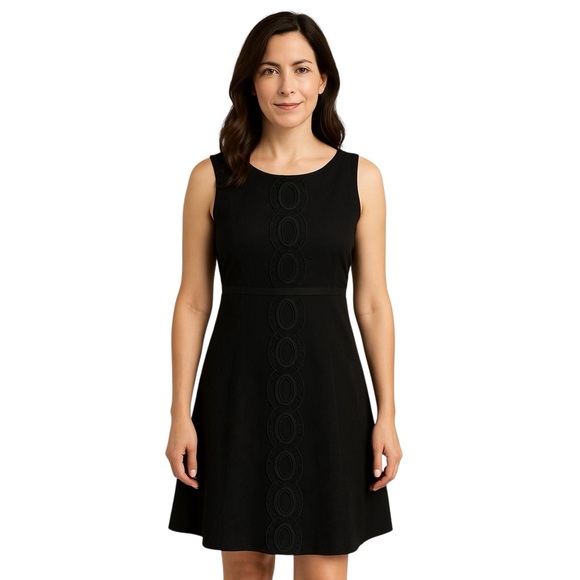 Jessica Howard Mini Dress Size 8 Black Sleeveless Fit Flare Cocktail Linen Blend - Picture 1 of 12